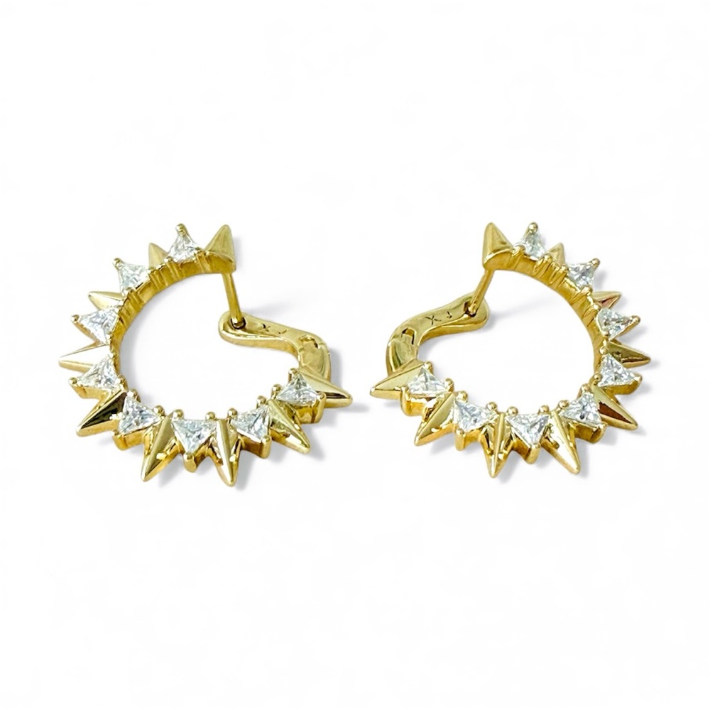 Shine Star Hoop Earrings | 14K Gold Plated & Cubic Zirconia | Waterproof Jewelry - Picture 4 of 7